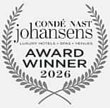 Hurley House - A grey laurel wreath surrounds the text Condé Nast Johansens Luxury Hotels • Spas • Venues Award Winner 2026 on a white background, indicating an award achievement.